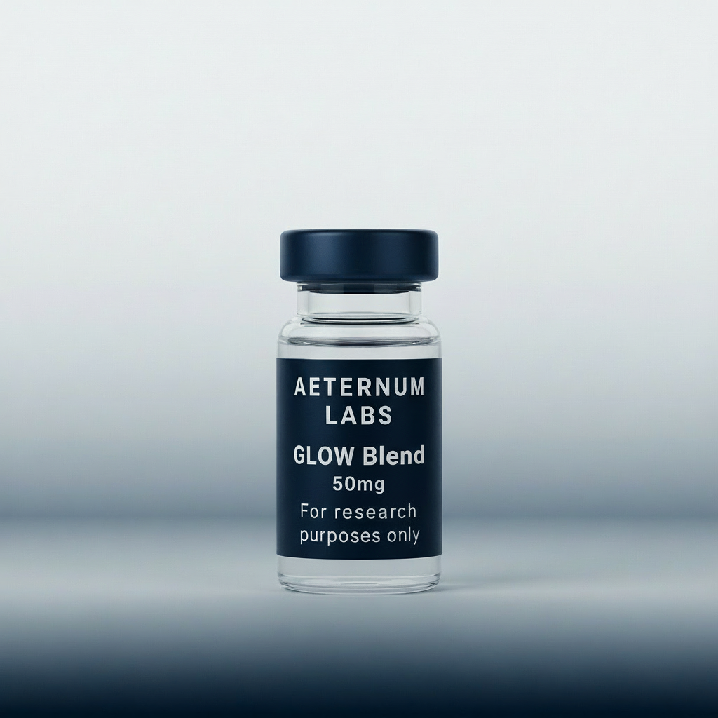 GLOW Blend 50mg peptide blend vial - GHK-CU BPC-157 TB-500 skin regeneration research blend by Aeternum Labs