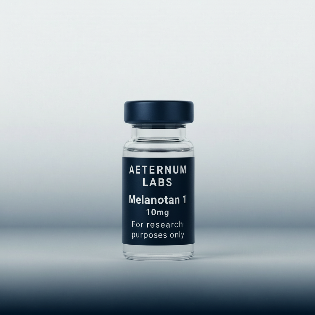 Melanotan 1 10mg research peptide vial - laboratory grade MT1 for melanocortin receptor and pigmentation studies by Aeternum Labs

