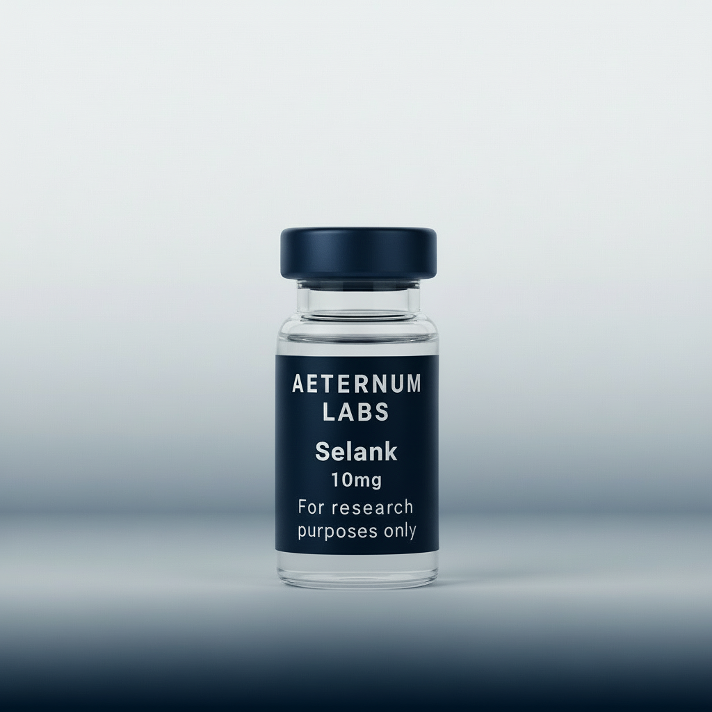 Selank 10mg research peptide vial - laboratory grade anxiolytic and nootropic peptide for stress studies by Aeternum Labs
