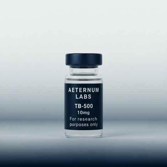 TB-500 10mg research peptide vial - laboratory grade Thymosin Beta-4 fragment for tissue repair studies by Aeternum Labs
