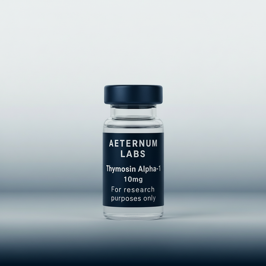 Thymosin Alpha-1 10mg research peptide vial - laboratory grade immune system and T-cell study peptide by Aeternum Labs
